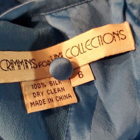 Anne Crimmins for UMI Collection blue silk long sleeve blouse - Picture 7 of 7